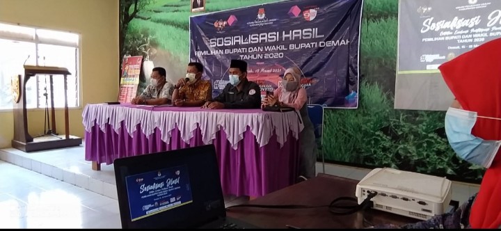 SOSIALISASI HASIL PEMILIHAN BUPATI DAN WAKIL BUPATI DEMAK TAHUN 2020 OLEH KPU KABUPATEN DEMAK  KECAMATAN MIJEN KABUPATEN DEMAK