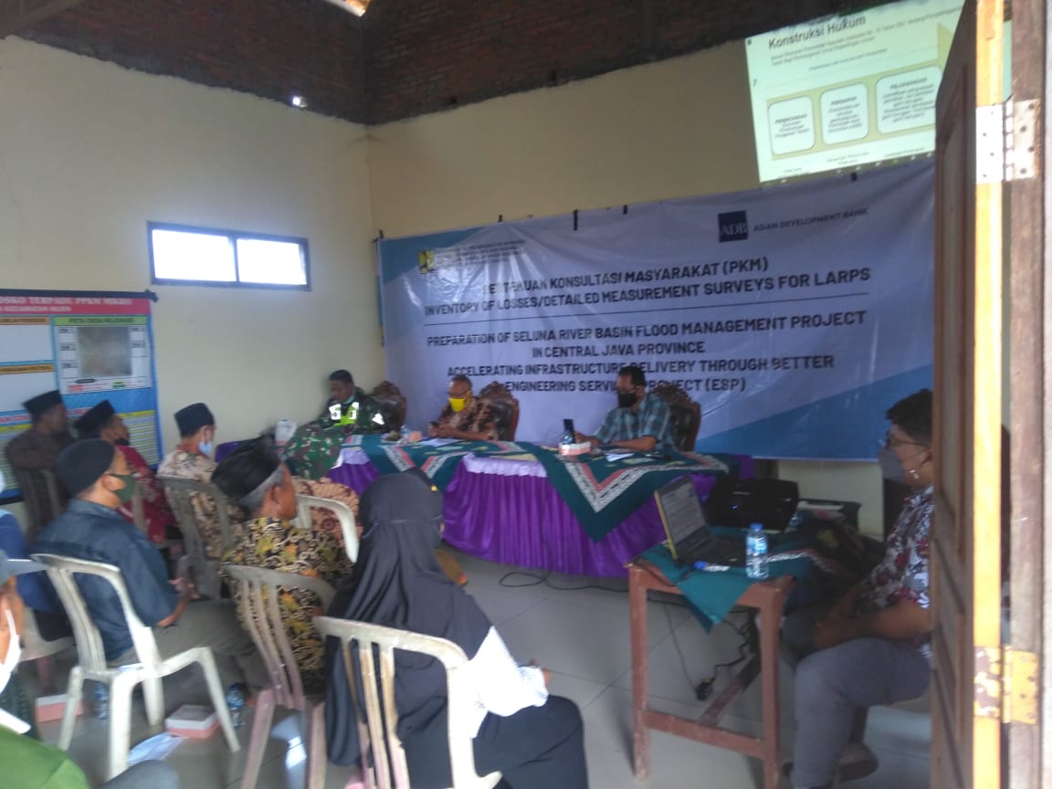 SOSIALISASI PERTEMUAN KONSULTASI MASYARAKAT ( PKM ) TENTANG NORMALISASI SUNGAI SWD 1 SUNGAI SERANG DARI BALAI BESAR SUNGAI PEMALI JUANA ( BBWS ) SEMARANG DI DESA REJOSARI KECAMATAN MIJEN KABUPATEN DEMAK TAHUN 2021