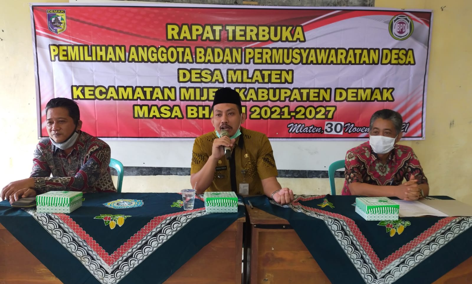 RAPAT TERBUKA PEMILIHAN ANGGOTA BADAN PERMUSYAWARATAN DESA ( BPD ) MASA BHAKTI 2021-2027 DESA MLATEN KECAMATAN MIJEN KABUPATEN DEMAK TAHUN 2021