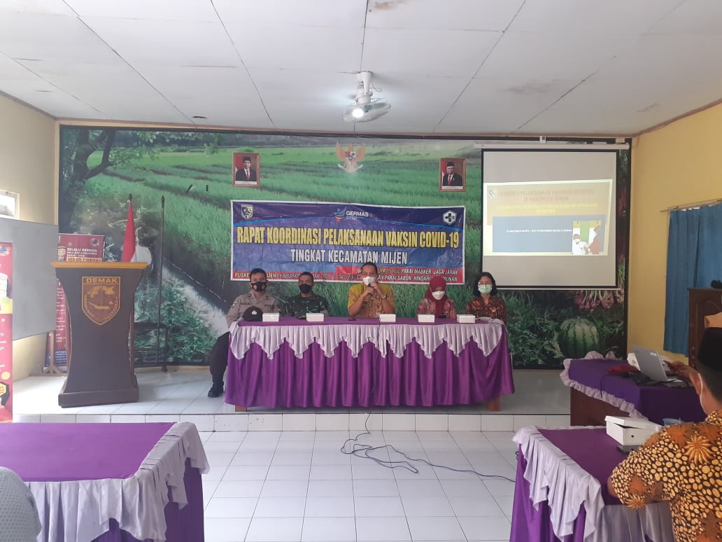RAPAT KOORDINASI PELAKSANAAN VAKSIN COVID-19 TINGKAT KECAMATAN MIJEN KABUPATEN DEMAK TAHUN 2022